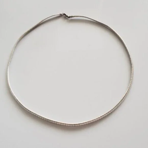 Vintage Sterling Omega Chain Choker Necklace 925 Silver Italy 18” 3mm